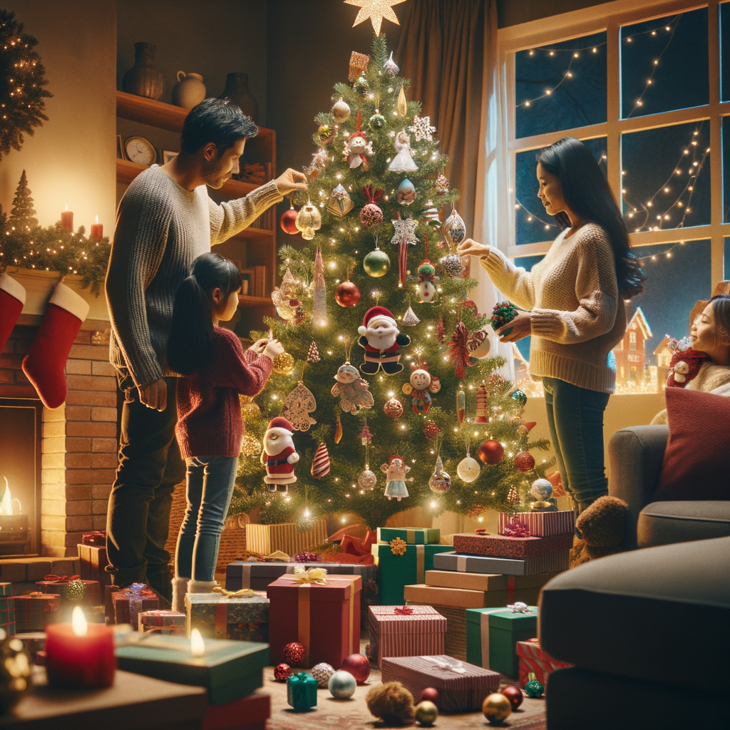 Decorar el árbol de Navidad en familia